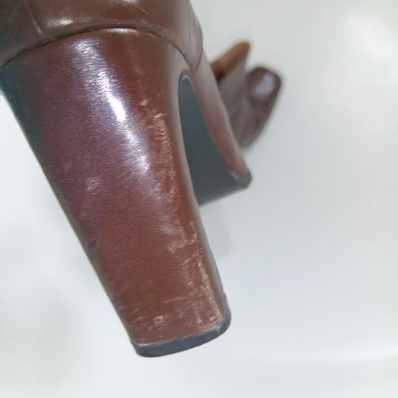 3.5" Heels Brown Real-Leather Ankle Zipper Boots - Picture 12 of 16